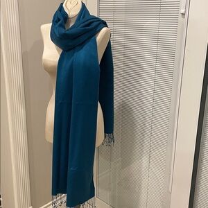 Portolano Cashmere Blend Teal Travel Wrap Shawl - Classic Draped Style